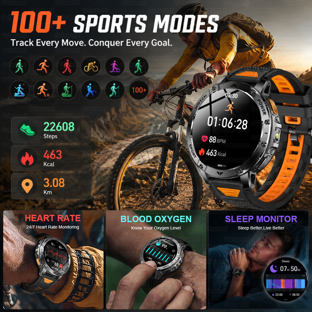 1400mAh 大型バッテリー軍事スマートウォッチメンズ 1 - Smartwatch Watches For Men Digital のレビューと価格