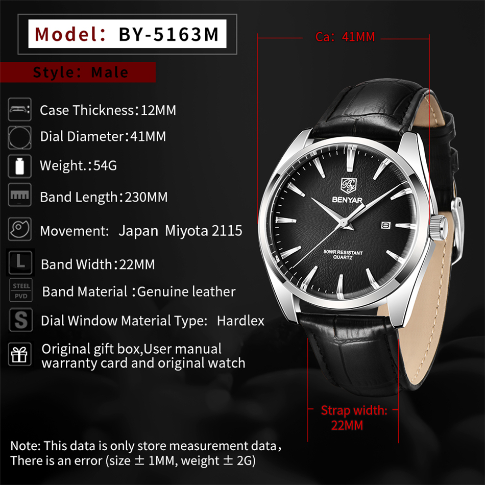 ベニヤール 5163 トップブランド 高級ミリタリー腕時計  - Smartwatch Watches For Men Brands のレビューと価格