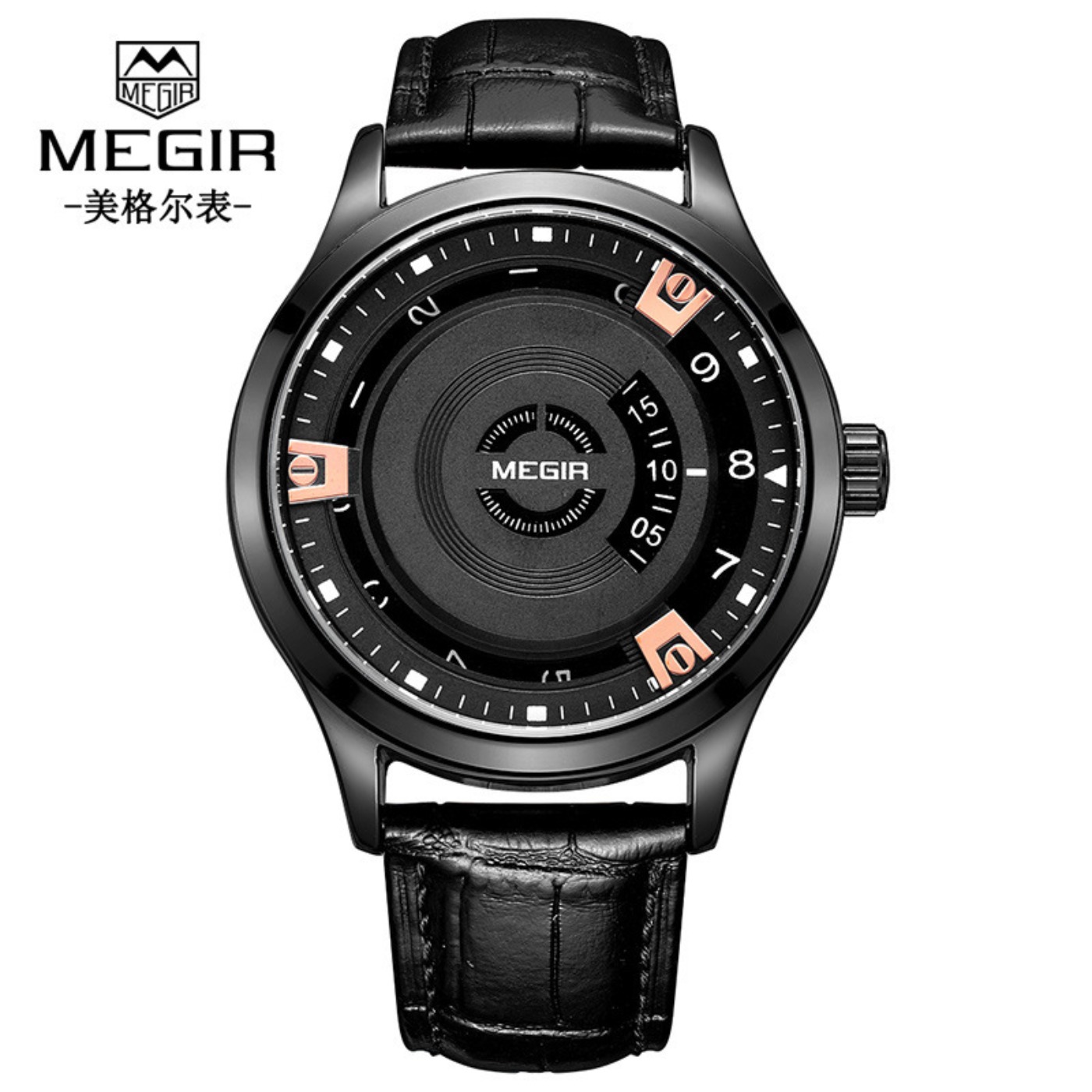 MEGIR 男性腕時計高級レザーストラップスポーツミリタリー - Leather Watch Strap のレビューと価格