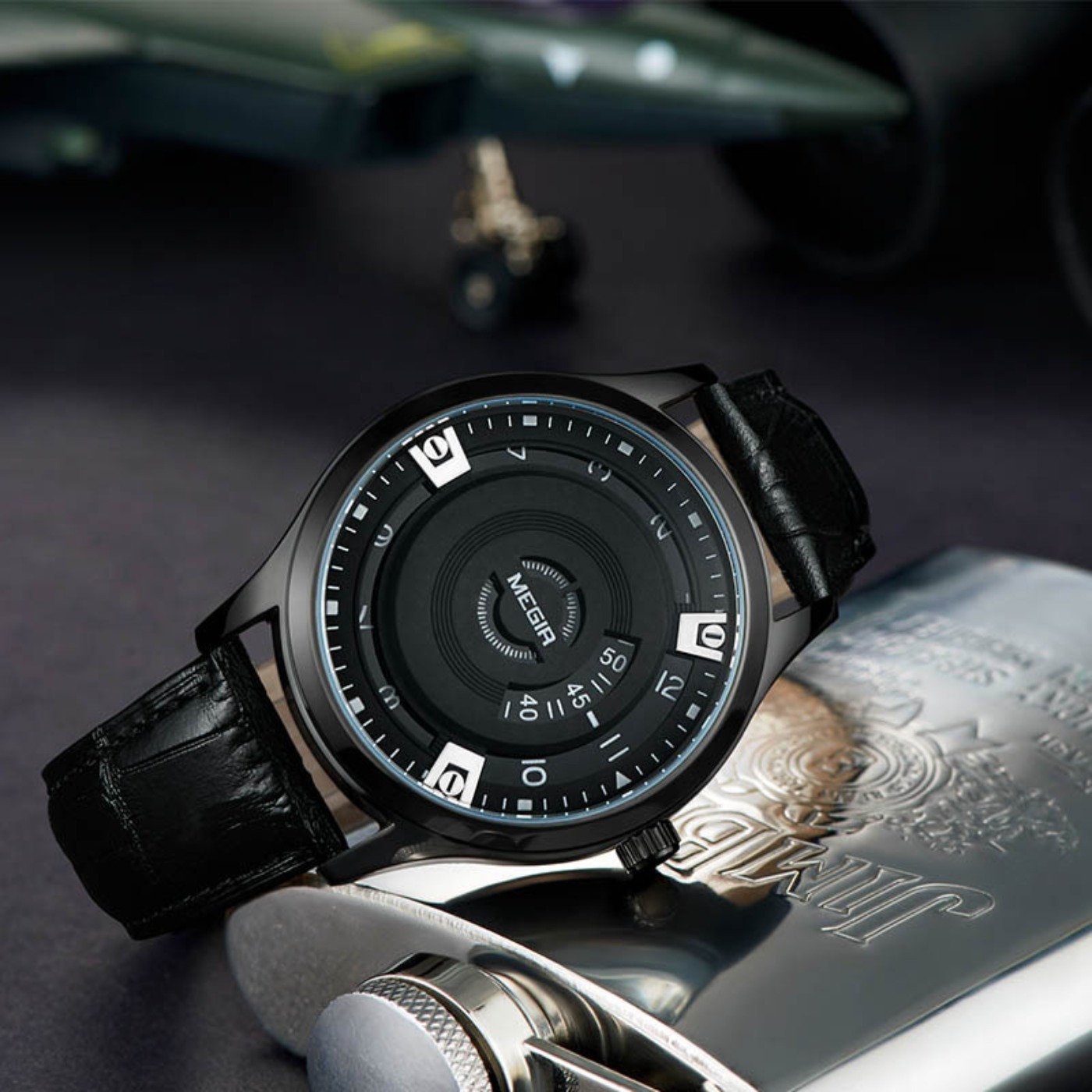 MEGIR 男性腕時計高級レザーストラップスポーツミリタリー - Leather Watch Strap のレビューと価格