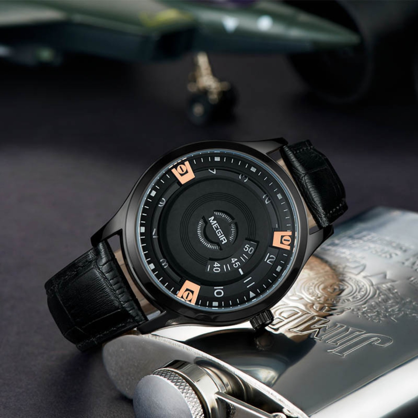 MEGIR 男性腕時計高級レザーストラップスポーツミリタリー - Leather Watch Strap のレビューと価格