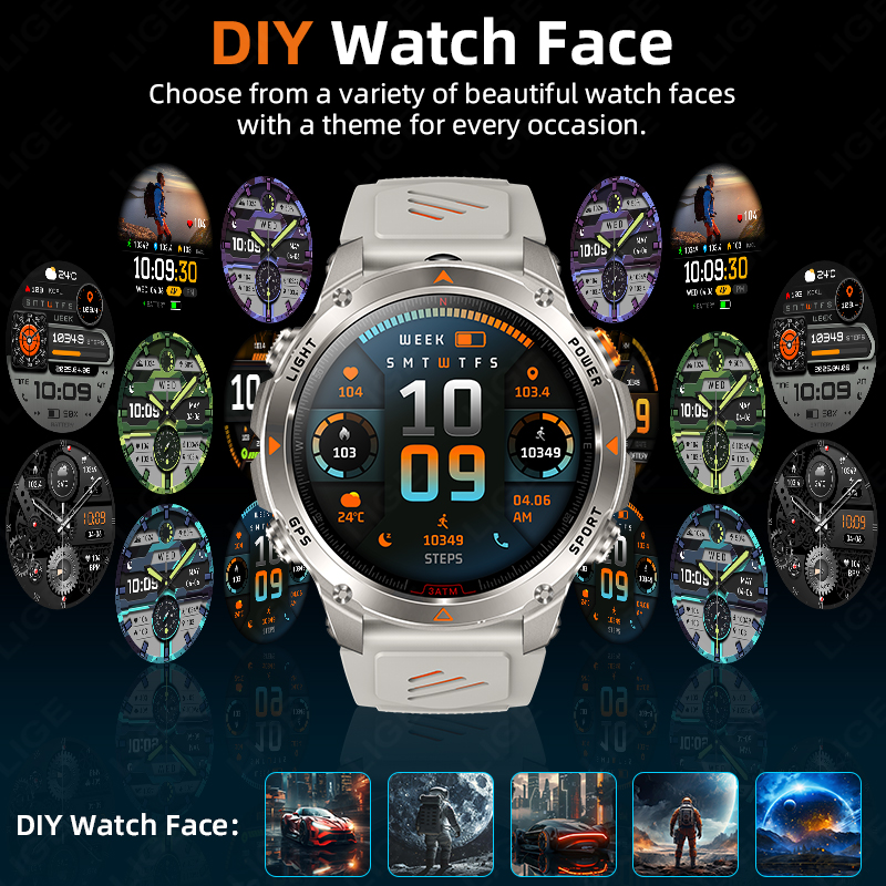 LIGE 頑丈な GPS 追跡スマートウォッチ男性 LED  - Smartwatch I Watches のレビューと価格