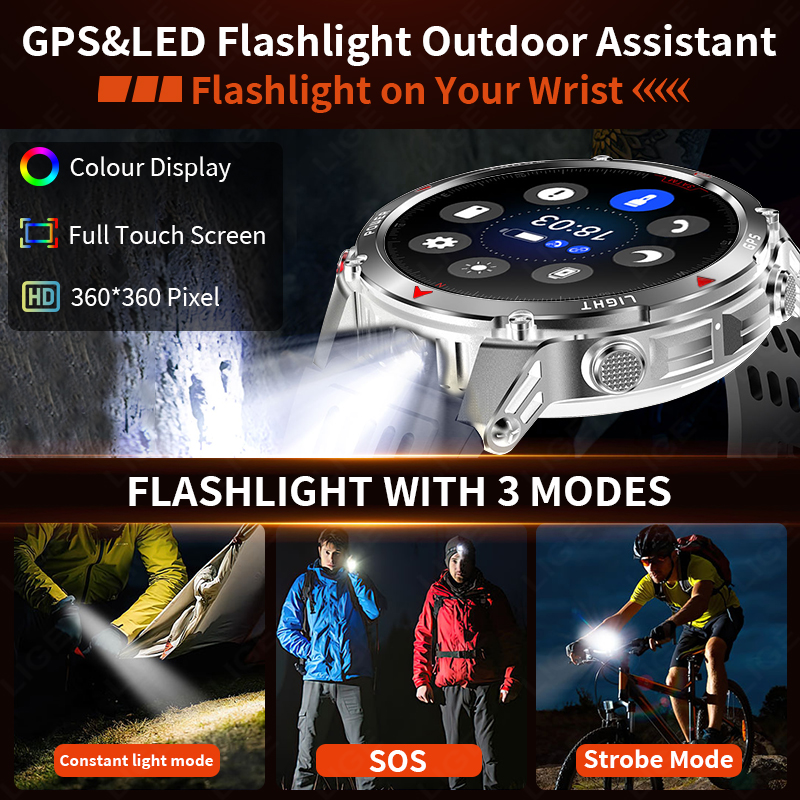 LIGE 頑丈な GPS 追跡スマートウォッチ男性 LED  - Smartwatch I Watches のレビューと価格