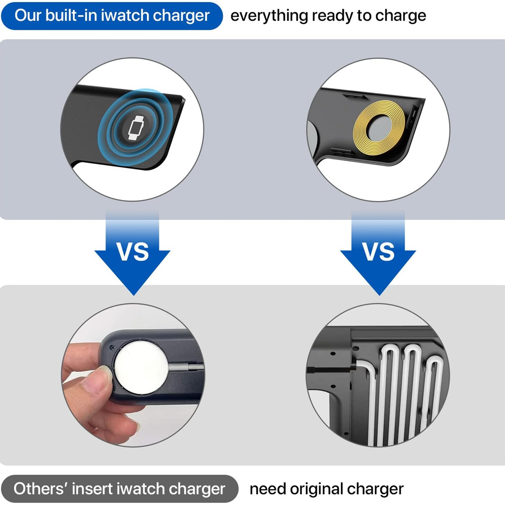15W 3in1 LED高速ワイヤレス充電スタンド 折りたた - Watch 7 Smartwatch Iphone のレビューと価格