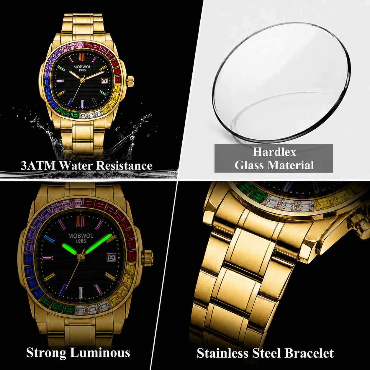 MOBWOL ファッションビジネスメンズ腕時計防水ホワイトダ - Smartwatch Watches Birthday Gift For Men のレビューと価格
