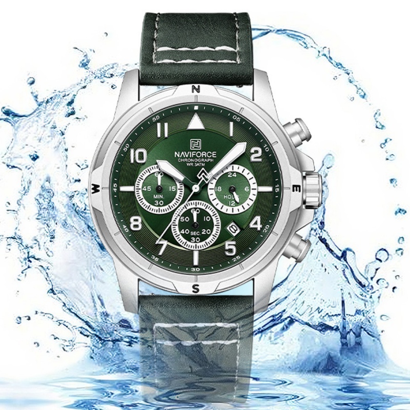 NAVIFORCE ビジネスメンズクォーツクロノグラフ腕時計 - Leather Watch Strap のレビューと価格