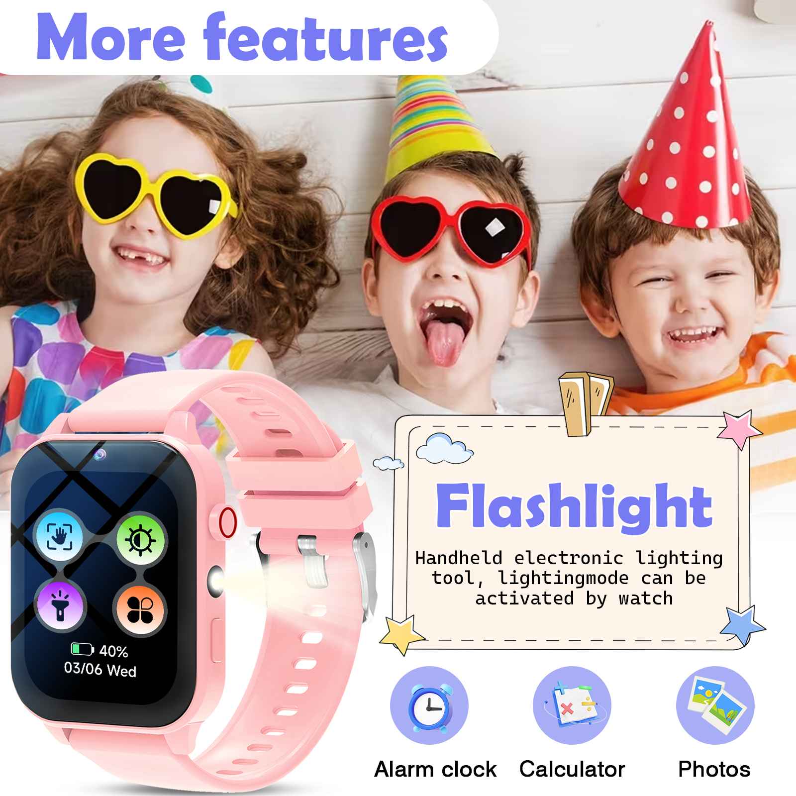 キッズスマートウォッチ、複数のパズルゲーム、HDカメラ、懐中 - Smartwatch Digital Watches For Kid Boy With Alarm のレビューと価格