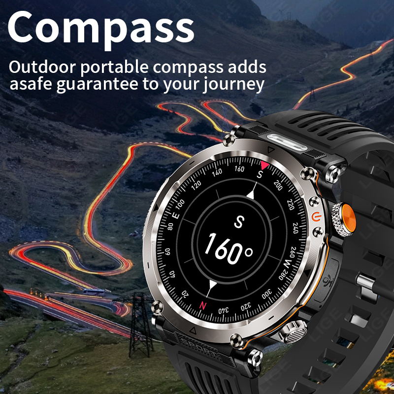 新しい軍事屋外スマートウォッチ男性心拍数モニター時計 LED - Smartwatch I Watches のレビューと価格