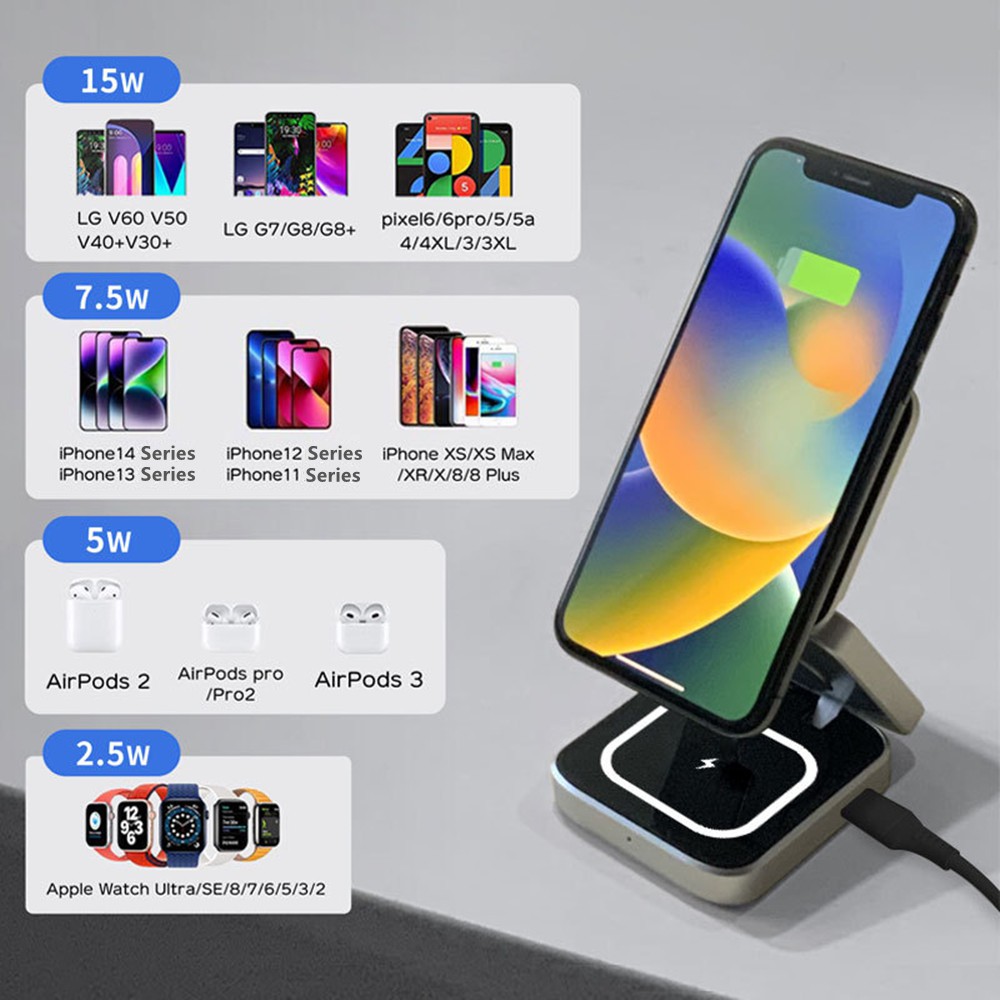 折りたたみ可能な磁気ワイヤレス充電器スタンドマグネットサムス - Watch 7 Smartwatch Iphone のレビューと価格