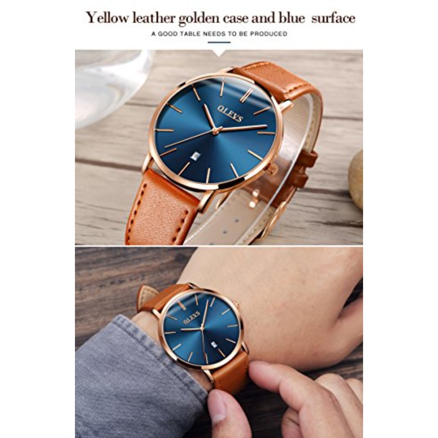 OLEVS メンズレザーウォッチブラック超薄型 6.5 ミリ - Smartwatch Watches For Men Digital のレビューと価格