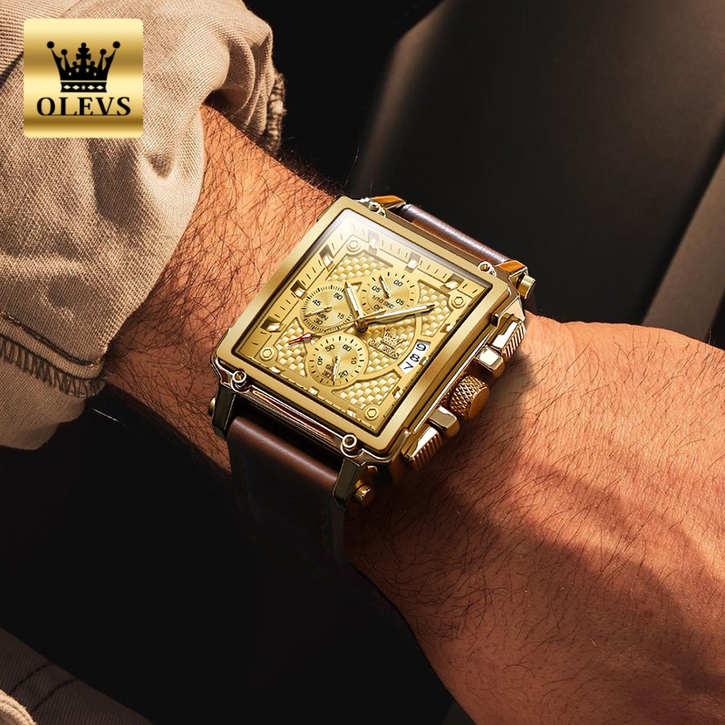 OLEVS ブランドメンズ腕時計防水レザーストラップクロノグ - Leather Watch Strap のレビューと価格