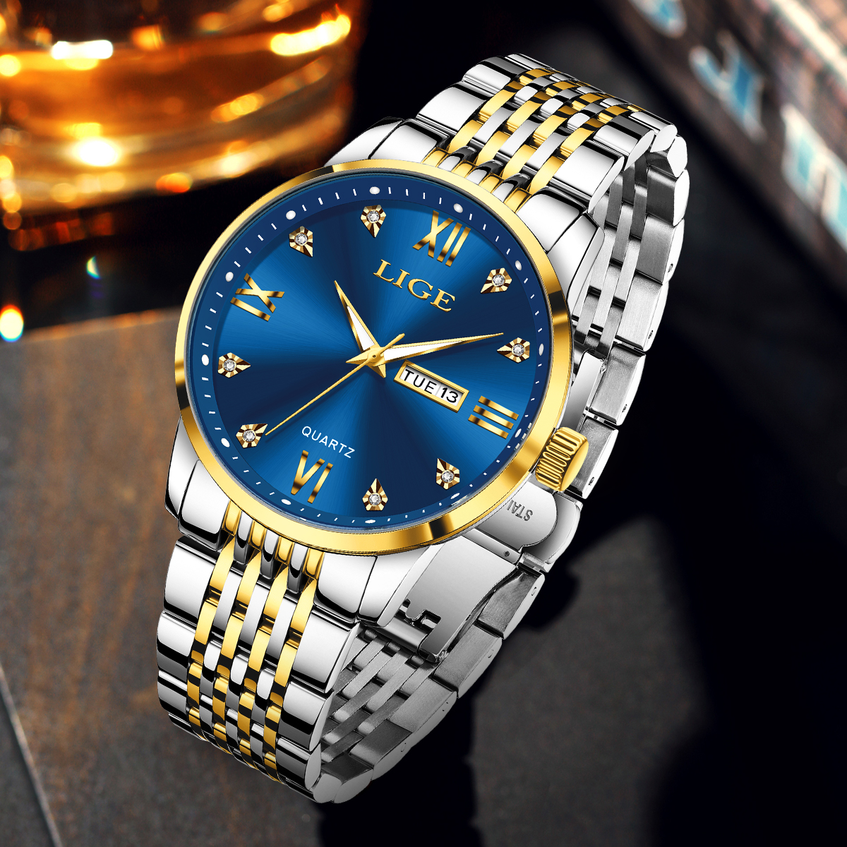LIGE メンズ腕時計ウォーターダイヤモンド高級ナイトグロー - Smartwatch Watches For Men Digital のレビューと価格