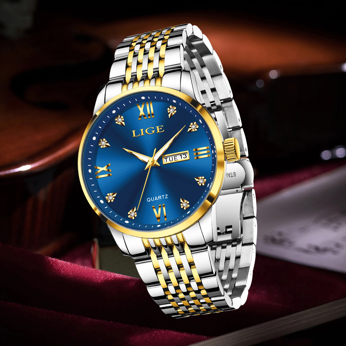 LIGE メンズ腕時計ウォーターダイヤモンド高級ナイトグロー - Smartwatch Watches For Men Digital のレビューと価格