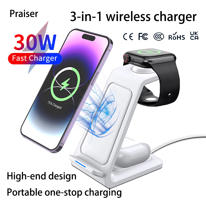 15W 3in1 ワイヤレス充電スタンド iPhone、Sa - Watch 7 Smartwatch Iphone のレビューと価格
